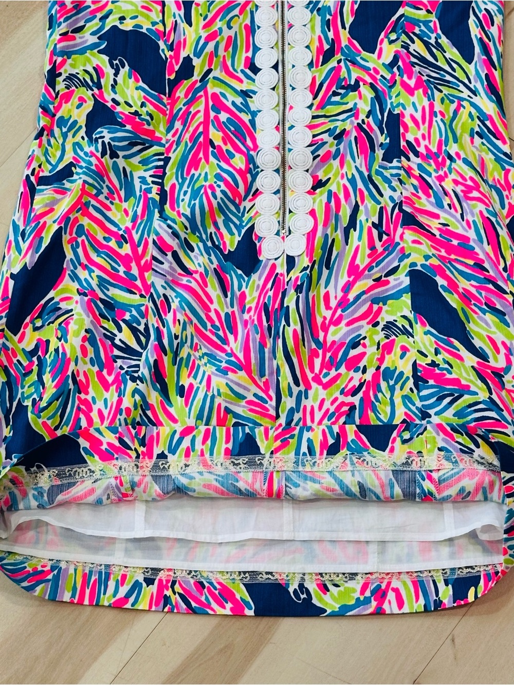Lilly Pulitzer Cathy Shift Dress Sz 14 Indigo Palm Reader print out Resort wear - Picture 8 of 12